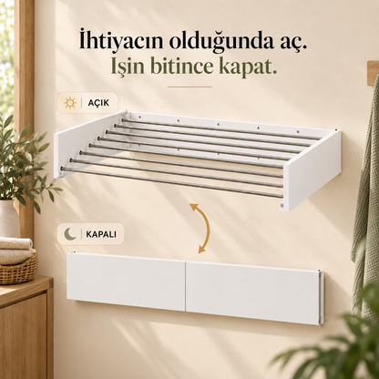 Belize 120 cm Katlanır Duvar Tipi Çamaşır Kurutmalık — Beyaz